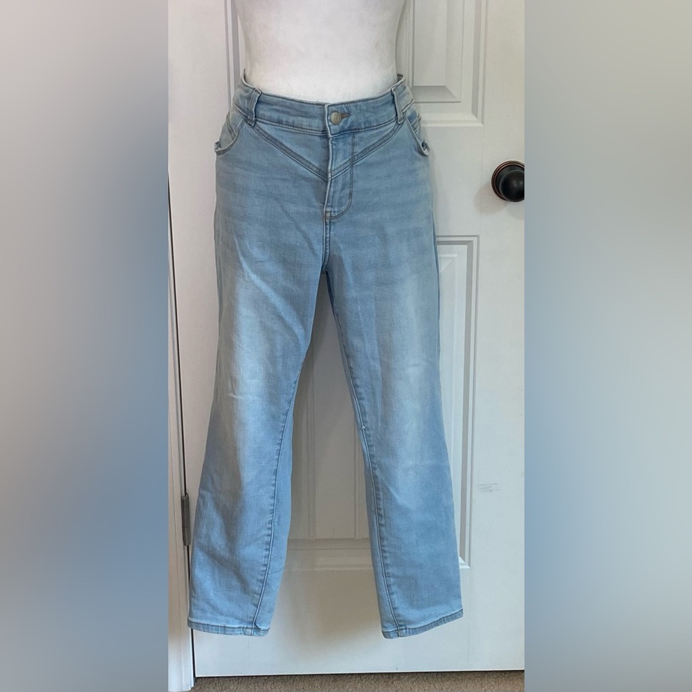Plus Size Womens Denim Mid-Rise Skinny Ankle Blue Jeans With Stretch Size 16